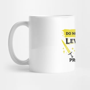 Do Not Disturb Leveling Up In Progress Dark Yellow Label Mug